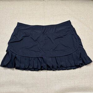 Athleta  "Good Match" Striped Black/Charcoal Athletic Skort